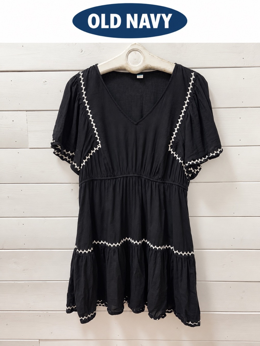 OLD NAVY – Black Boho Embroidered Dress – Size L